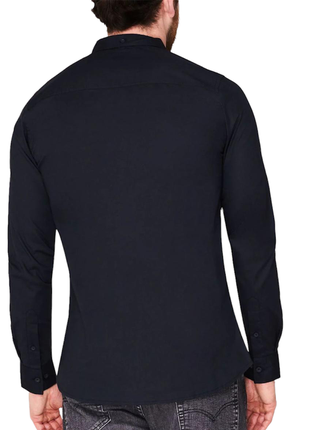 Классическая чёрная хлопковая мужская рубашка с длинным рукавом от firetrap🔥2 фото