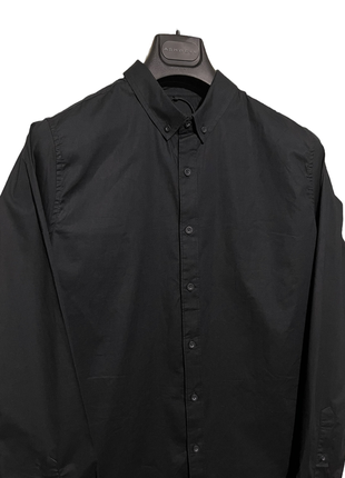 Классическая чёрная хлопковая мужская рубашка с длинным рукавом от firetrap🔥5 фото