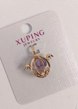 Кулон xuping крила з каменем колір бузковий 18х20х23мм позолота