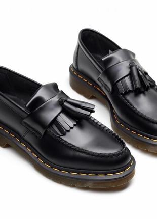 Кожаные лоферы dr. martens adrian leather / лофери шкіряні чорні