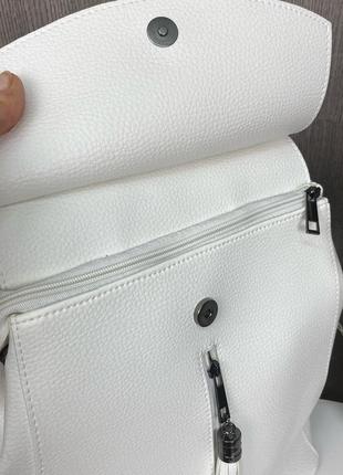 Жіночий рюкзак якісна еко шкіра білий на кожен день3 фото