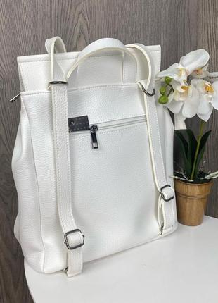 Жіночий рюкзак якісна еко шкіра білий на кожен день2 фото