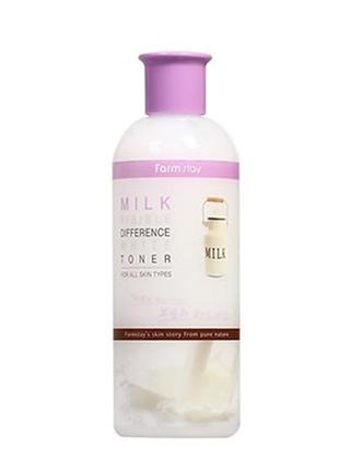 Освітлюючий тонер з молочним екстрактом farmstay visible difference white toner milk