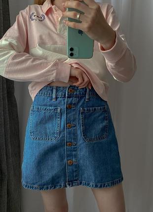Джинсова спідниця з гудзиками bershka