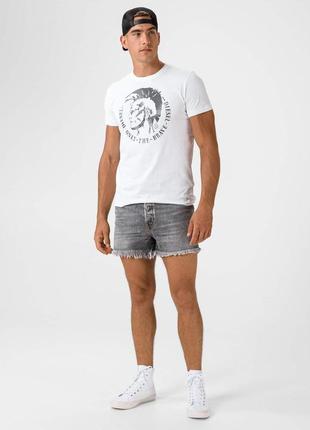 Мужские джинсовые шорты diesel серого цвета (d-kort)3 фото