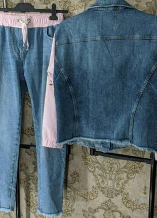 Шикарный джинсовый костюм,куртка+ джинсы,дорогая турция,последние размеры.5 фото
