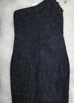 Нарядное черное с золотом платье стильное асимметричное вечернее hm оригинал,10-m-44-465 фото