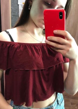Бордовий топ pull&bear 3