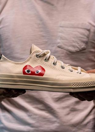 Кеди бежеві converse chuck taylor all-star 70s ox comme des garcons play white / кеді унісекс