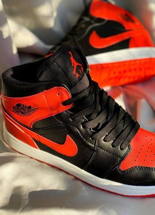 Кроссовки мужские nike air jordan 1 high black orange/ найк аир джордан4 фото