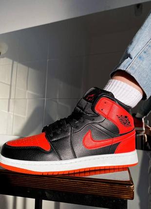 Кроссовки мужские nike cleveland air jordan 1 high black orange/ найк аир джордан
