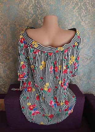 Красивая летняя женская блуза вискоза в цветы блузка блузочка большой размер батал 50 /52/544 фото