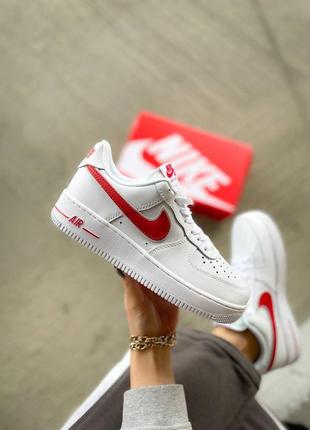 Кросівки nike air force 1 low white red3 фото
