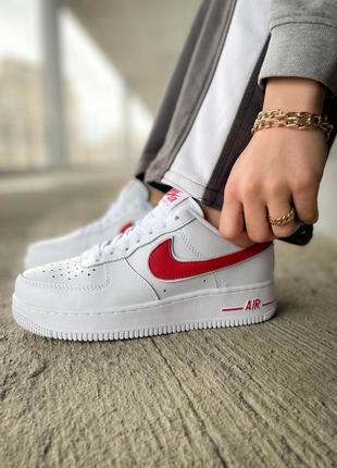 Кросівки nike air force 1 low white red1 фото