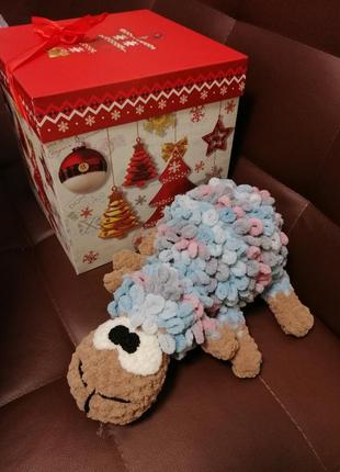 Баранець м'яка іграшка, баранчик ручної роботи, в'язана іграшка, подарунок, овечка