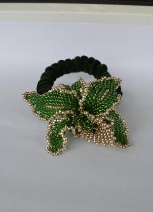 Резинка для волос орхидея зеленая