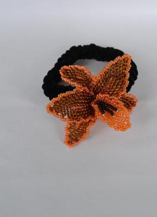 Резинка для волос орхидея оранжевая
