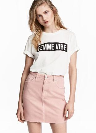 Розовая джинсовая юбка h&m1 фото
