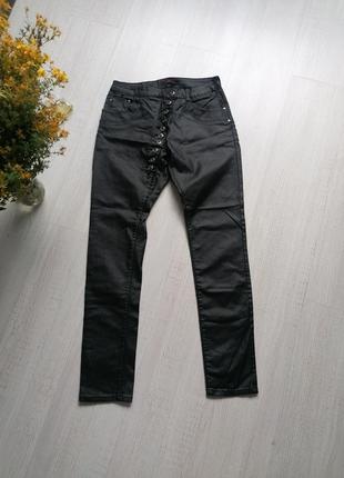 🖤чорні джинси з косою застібкою 🖤чорні брюки 🖤чёрные джинсы9 фото