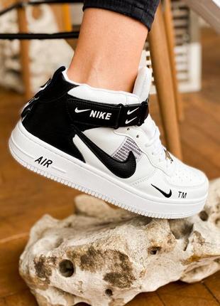 Nike air force 1 high black white tm женские кроссовки найк аир форс
