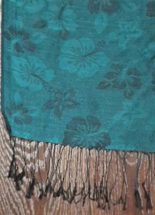 Пашміна +шовк стильний палантин  великий шарф в квітах від pashmina3 фото