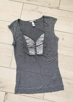 Женская футболка майка нарядная с пайетками