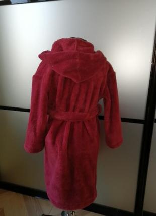 Дитячий махровий халат 6-8 років.бордовий махровий халат з капюшоном5 фото