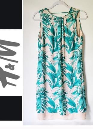 Нова!двошарова яскрава шифонова сукня–міні в пальмові листя від h&m4 фото