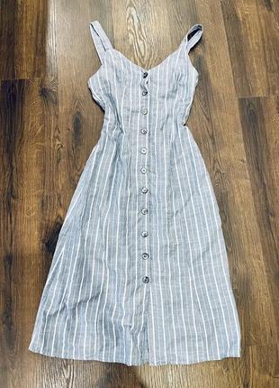 Натуральне віскозне сукню на гудзиках в смужку з вирізом на спинці bershka2 фото