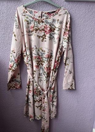 Платье в цветочный принт shein с поясом4 фото