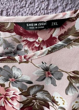 Платье в цветочный принт shein с поясом5 фото