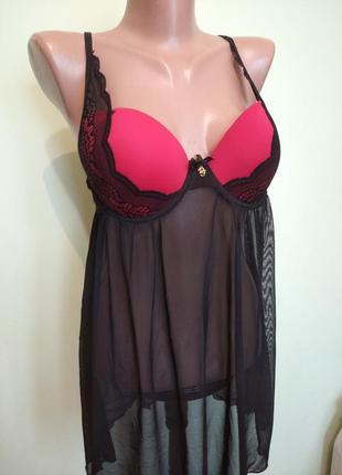 Сексуальна чорно червона білизна пенюар daisy fuentes (victoria's secret) пуш ап s/m