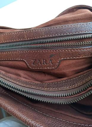 Шкіряна сумка портфель zara, натуральна шкіряна сумка коричнева9 фото