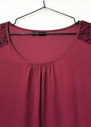 Бренд body flirt женская блуза бордовая туника с кружевом блузон однотонный большой размер bonprix5 фото