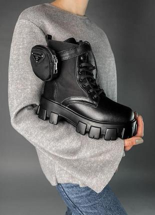 Ботінки жіночі prada leather boots nylon pouch black 3

/ женские ботинки прада