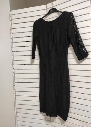 Плаття чорне мереживо гіпюр з рукавом до колін 44 46 з блискавкою осіннє весняне сукня чорна 3/4 святкове на корпоратив