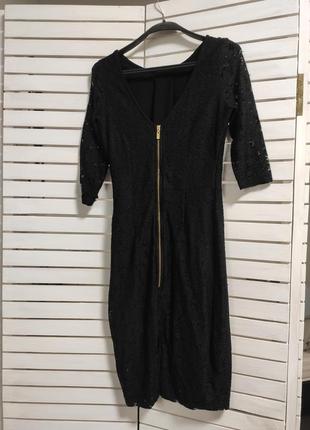 Платье кружево черное гипюр с рукавом до колен 44 46 с молнией4 фото