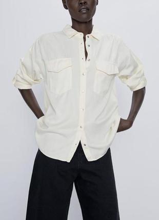 Рубашка с длинным рукавом с накладными карманами zara1 фото