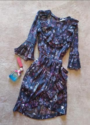 Распродажа 😍😍😍нарядное красивое платье с рюшами с вырезом на спине имитация запаха