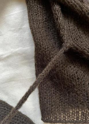 Шоколадный свитер ( мохер, акрил, нилон) с мехом кролика4 фото