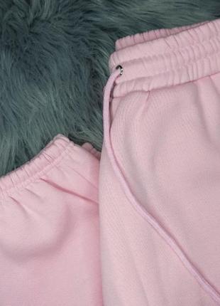 Штаны розовые джогеры на флисе с карманами тёплые со стразами на попе explicit штани рожеві джогери на флісі з кишенями теплі зі стразами на попі4 фото