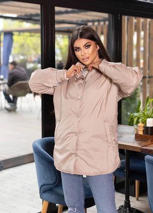Женская осенняя куртка мокко однотонная с карманами стильная весенняя2 фото