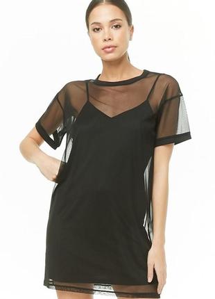 36-38/xs-s, river island black mesh dress, черное сетчатое платье river island с вышивкой