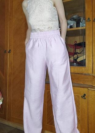 Широкие летние брюки палаццо со стрелками h&m розовое лиловые2 фото