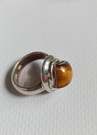 Серебряное кольцо с натуральным тигровым глазом.1 фото