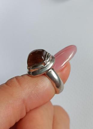 Серебряное кольцо с натуральным тигровым глазом.7 фото