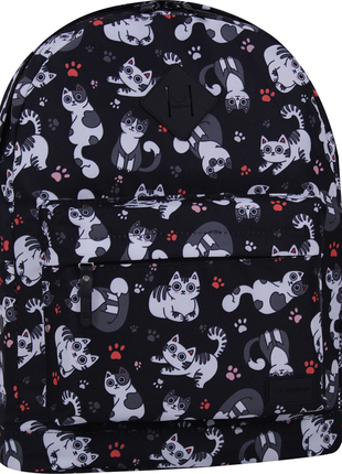 Рюкзак с котиками женский bagland 17 л. (для девушки/девочки подростка/школьный) городской черный