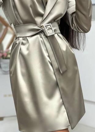 Сукня піджак з поясом шовк сатин / сукні шовк8 фото