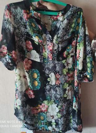 Блуза жіноча кофточка квітковий принт1 фото