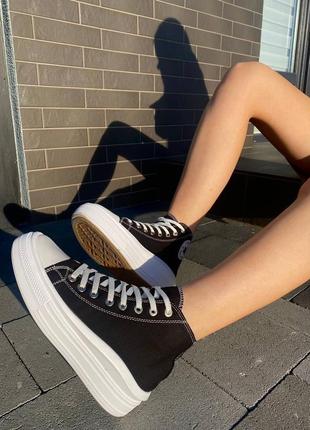 Нереальные женские высокие кеды converse chuck taylor all star move platform black чёрно-белые5 фото